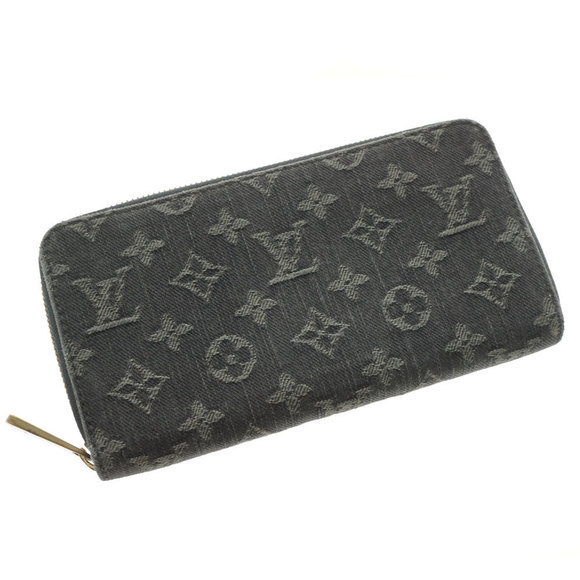 Louis Vuitton Black ID Yellow Leather Wallet zip Zippy long Denim - Picture 1 of 15